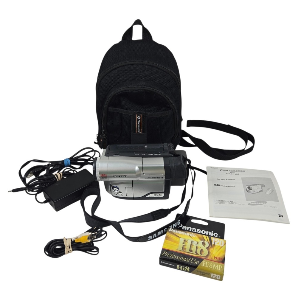 Samsung SCL610 Hi8 8mm Camcorder w Bag, Charger, A/V Cable, Tape, + Manual VIDEO
